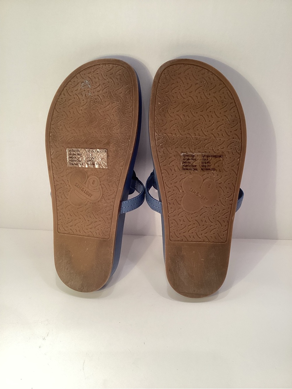 A18 Sam & Libby Light Blue Floral Thong Sandals - Picture 3 of 6